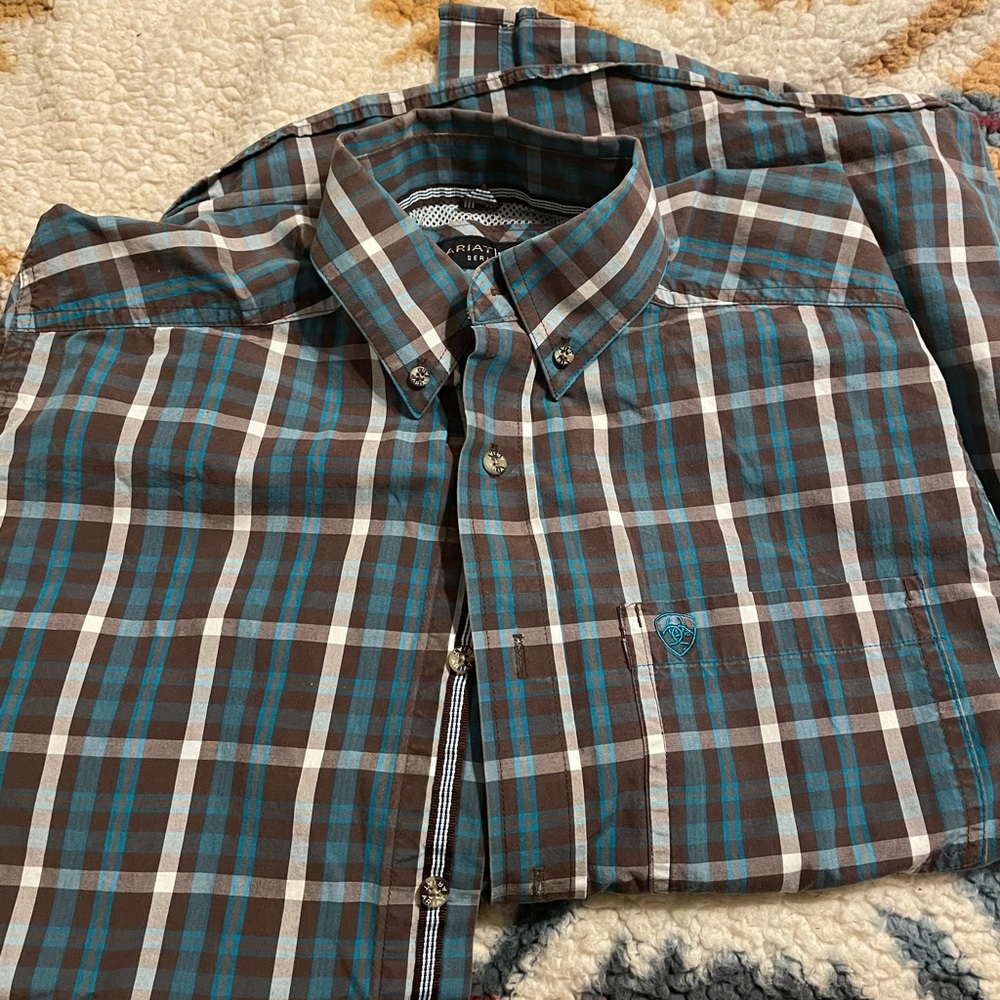 Blue and Brown Ariat button up